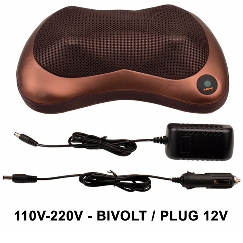 Massageador 8 Bolas Shiatsu Lombar Pescoço Veicular e Casa Almofada Lombar Pescoço Pés