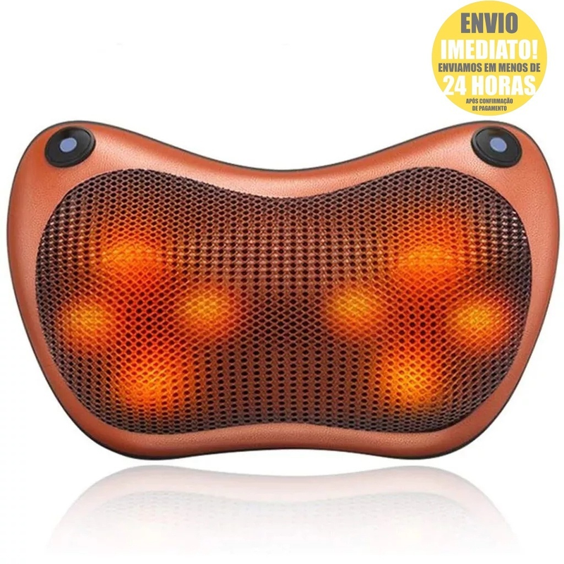 Massageador 8 Bolas Shiatsu Lombar Pescoço Veicular e Casa Almofada Lombar Pescoço Pés